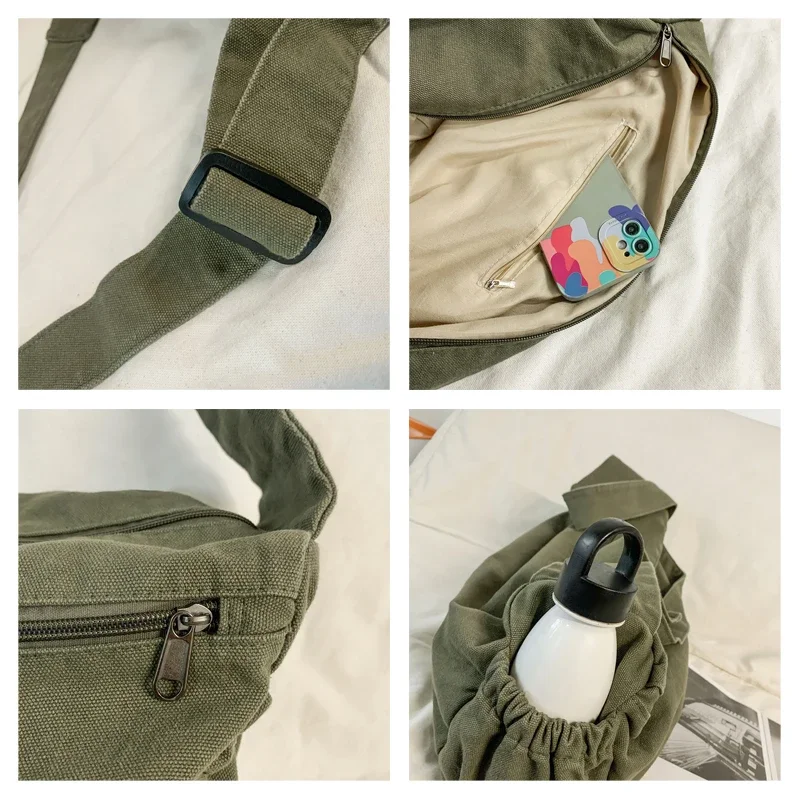 عادي قماش حقيبة نسائية 2025 جديد حقيبة ساعي Y2K الكتف حقيبة كروس حقيبة صديقة للبيئة الكورية المتسوق حقيبة يد للجنسين كيس دائم