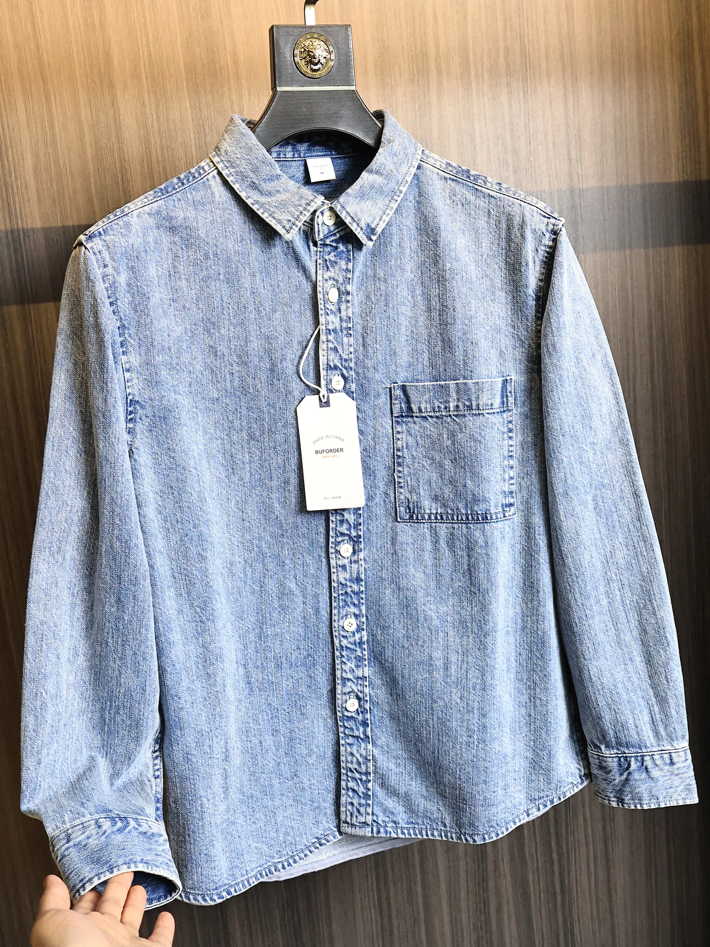 Retro Style Men's Long Sleeve Denim Shirt  Washed Casual Fit Cotton Spring Autumn Fashion Urban Wear Comfortable Breathable