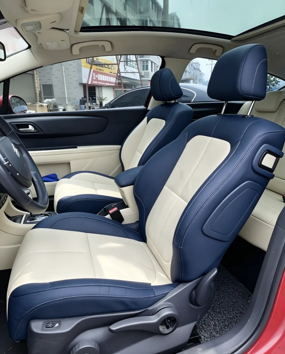 Für Citroen C4 2006~2010 Maßgefertigte Autositzbezüge Luxuriöses Nappaleder 100% Passgenau Innenraumzubehör 360 ° Vollständige Abdeckung – Detail 5