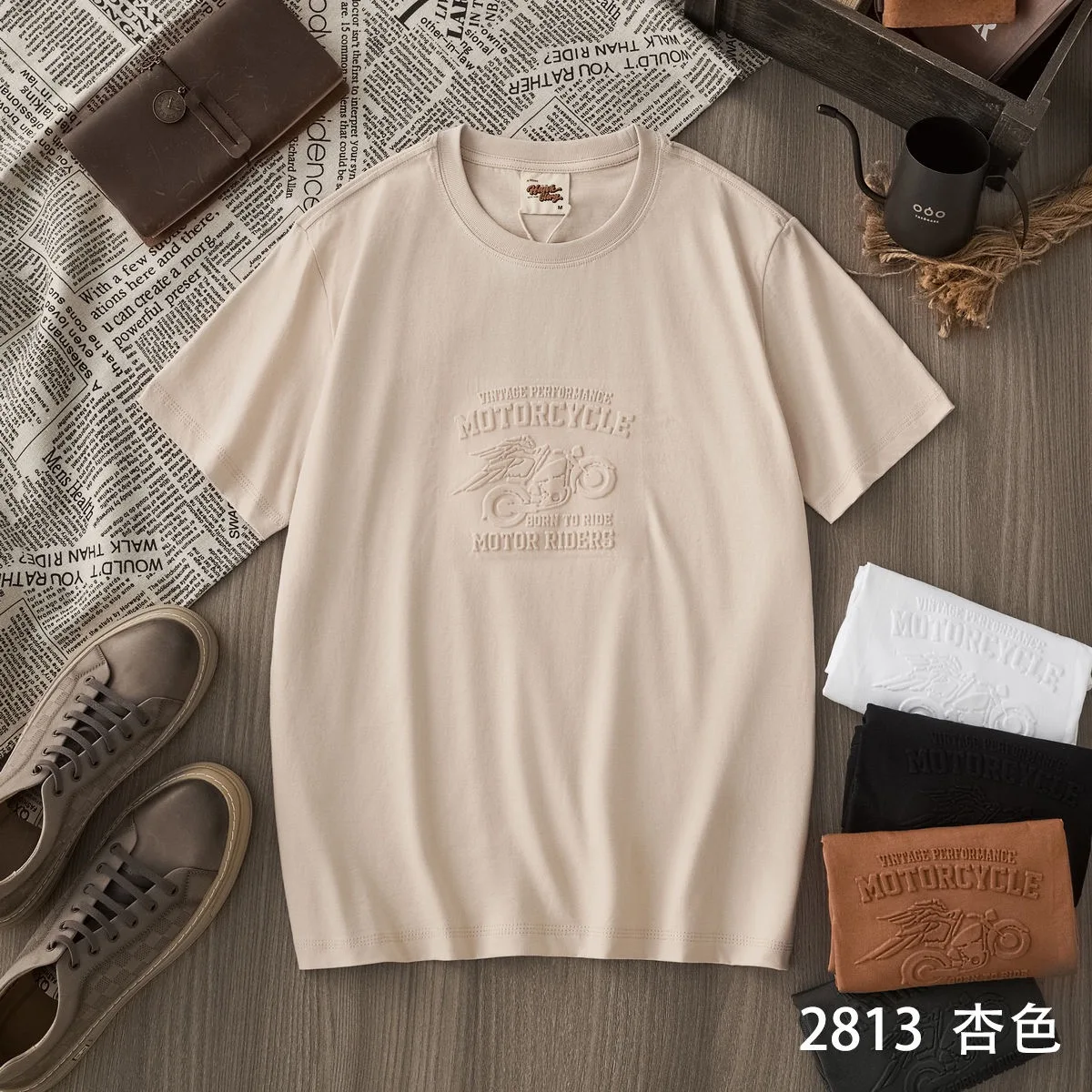 190gsm 26S 100% Cotton Washed 3D embossed pattern Tees for Men 2026 Summer American Vintage Casual Short Sleeve Loose T-shirts