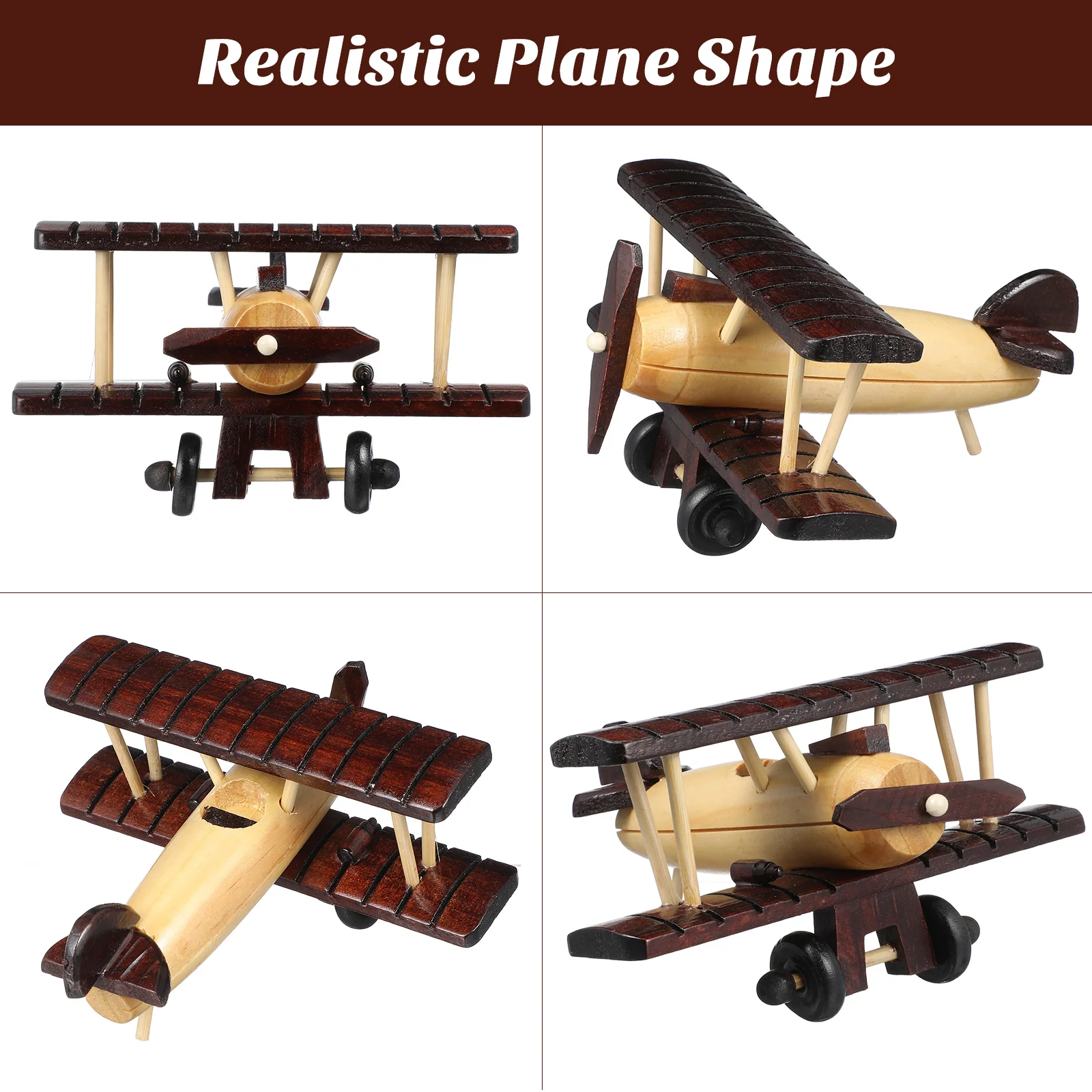 Airplane Model Biplane Ornament Mini Chopper Wooden Miniature Pendant Travel Hanging