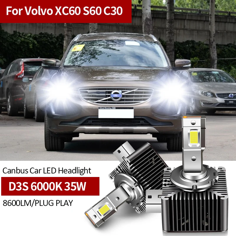 2PC Volvo XC60 S60 2013 -2017，C30 2011-2014，35W D3S Canbus Car LED Headlight Bulbs Replacement Original Xenon HID Bulb White