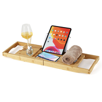 Bamboo Bathtub Boards, Extendable Bathtub shelf with Adjustable Book Stand, Cup Holder, Bathtub Rays