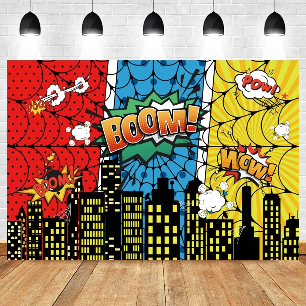 Yeele Superhero Birthday Backdrop City Building Super Hero Baby Shower Party Photography Background For Photo Studio