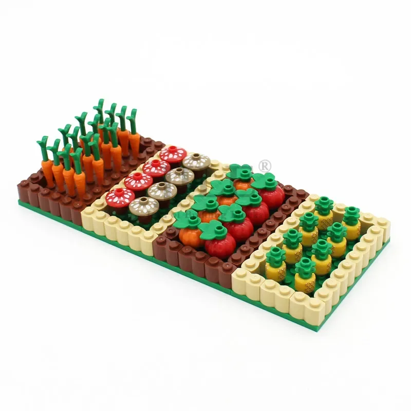 Funny Farm Building Blocks Crop Plant Pumpkin Radish Pineapple Mushroom Maize City Street View Bricks Compatible with Assembles