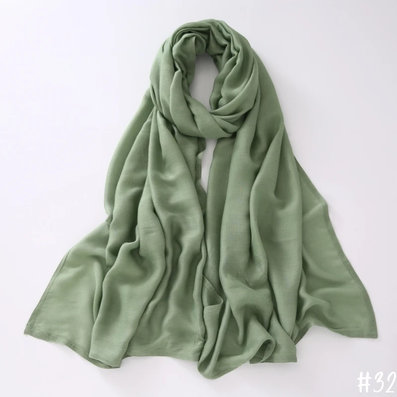 32 farben Modal Polyester Hijab Schal Zwei Linie Nähte Muslimischen Lange Schals Leichte, Weiche Turban Schal Solide Schals – Detail 17