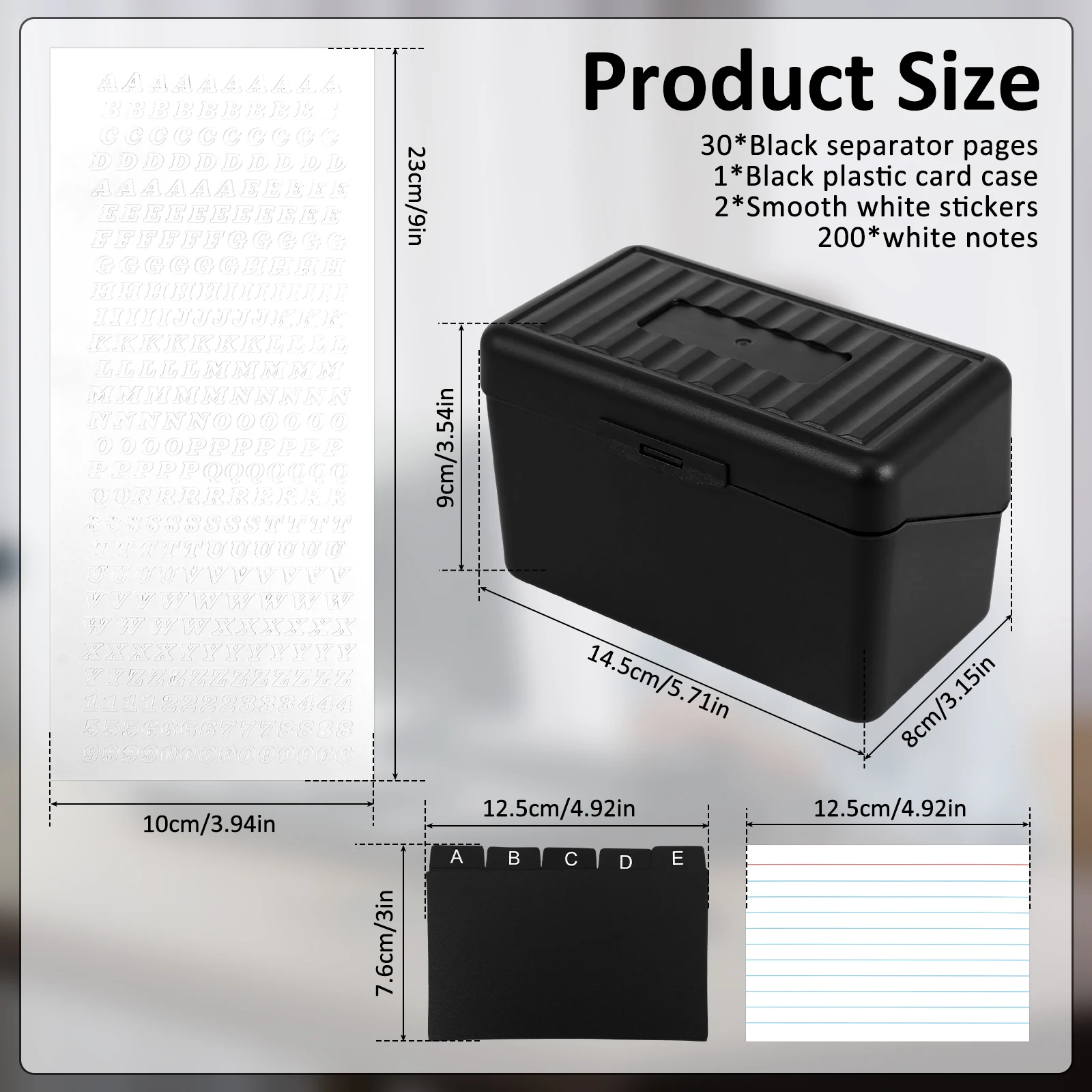 Index Card Holder Set 3x5'' Card Organizer Plastic Index Card Organizer Box with 30 Dividers 200 Sticky Notes for Home Office