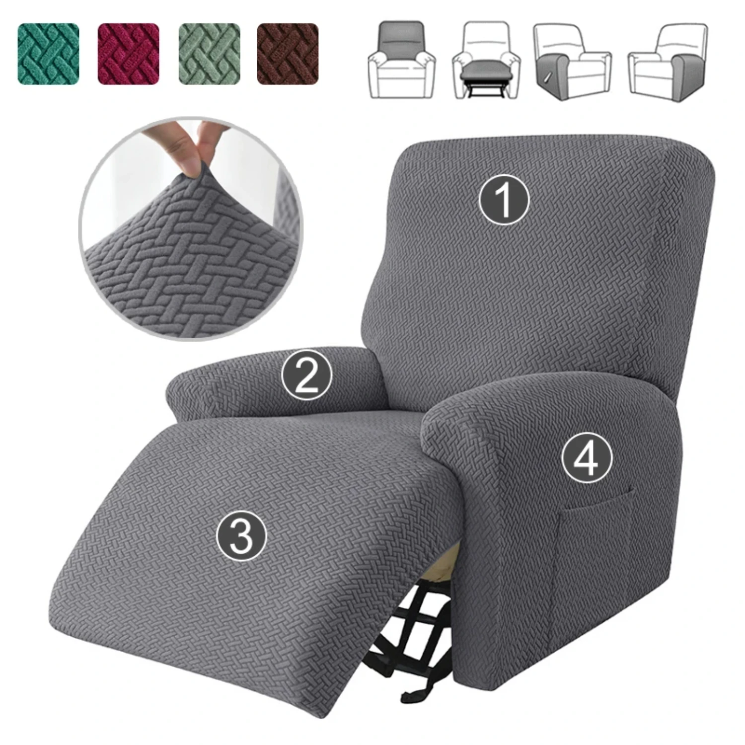 Cheap and Special Recliner Sofa Cover Set - Four Separate Pieces for Recliner and Armchair Cover Safa cover Recliner chair cover