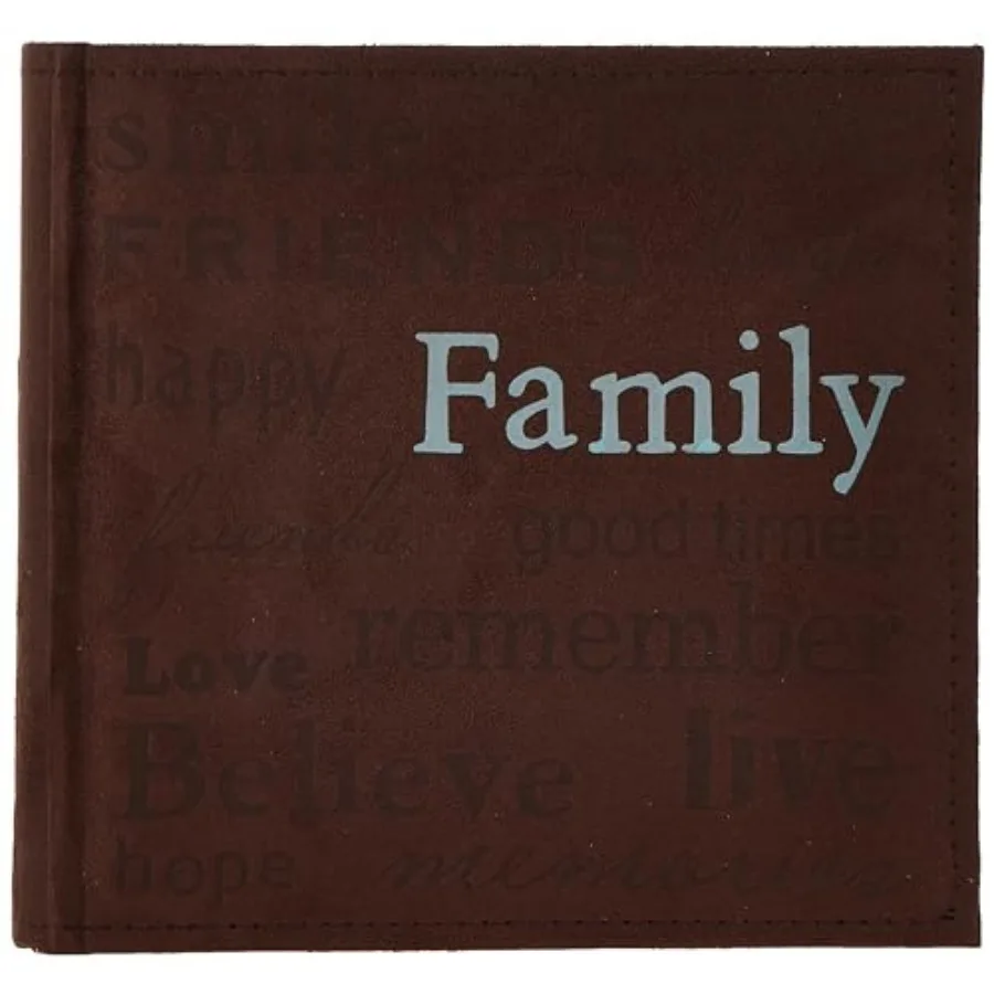 

10004163 TXT-200BN Family Text Design Sewn Faux Suede Cover Album, Multicolor