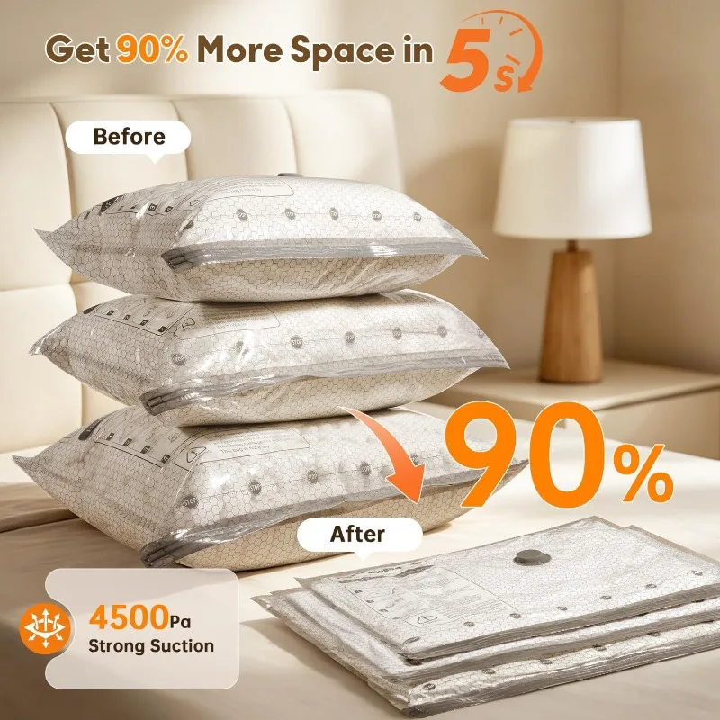 15Pack Vacuum Storage Bags Reusable Compression Bags with Electric Pump Moisture Dust Proof for Travel Home Bedding Clothes - view 3