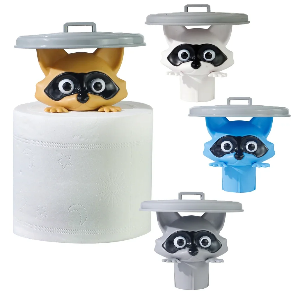 Neuer 3D-gedruckter Waschbär-Toilettenpapierhalter aus weißem Kunststoff, verspielter Badezimmer-Dekor, Taschentuchhalter mit Deckel-Dekoration