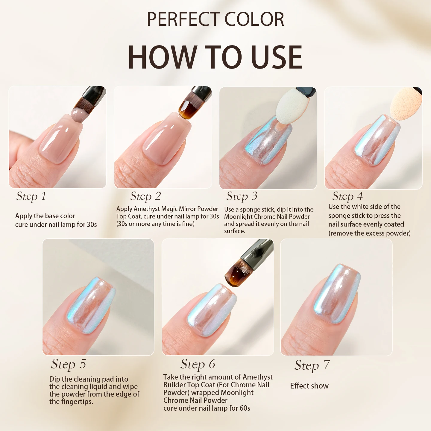 Coat supérieur en Gel de couleur parfaite pour poudre à ongles chromée, 1 pièce, 20g, brillant comme un miroir, couche de finition en poudre chromée longue durée 2 en 1 pour le bricolage