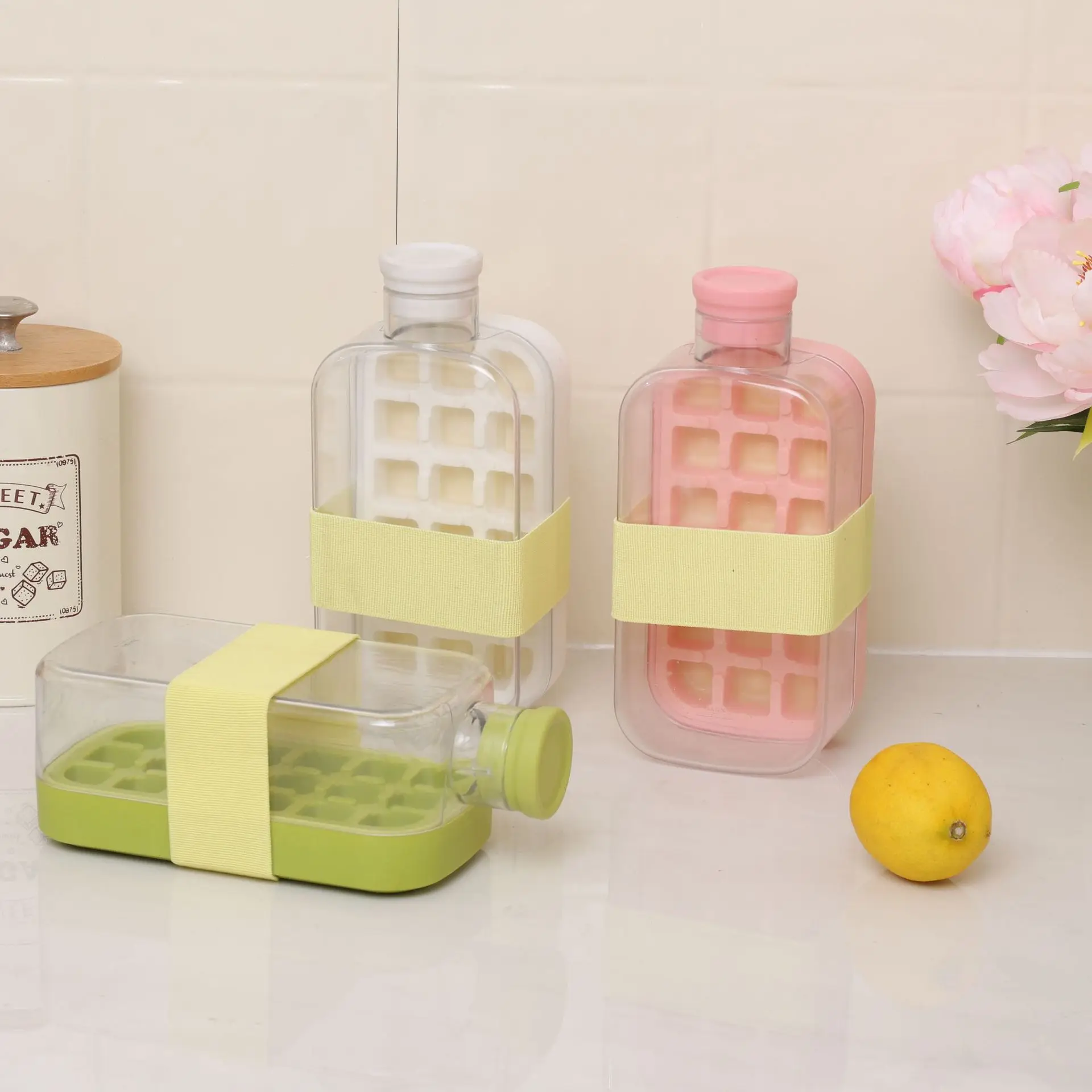 Large Capacity 800ml New 2 in 1 Ice Cube Tray Water Bottle Press Type Ice Maker Mold Portable High Appearance Design for Outdoor