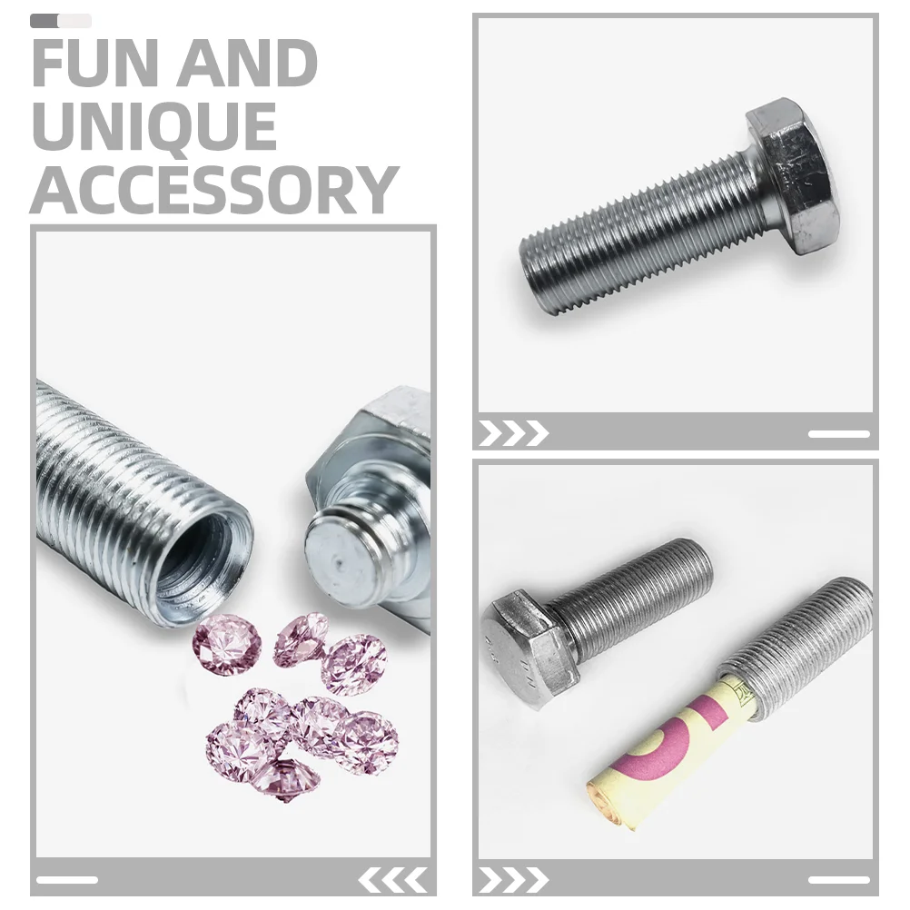 2 Pcs Concealed Storage Accessories for Boxes Money Container Hidden Case Realistic Screw Hiding Metal Bolt Shaped