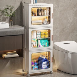 Waterproof Multi-Layer Bathroom Shelf, Large Capacity, Narrow Seam Organizer, Makeup and Toiletries, Transparent Design