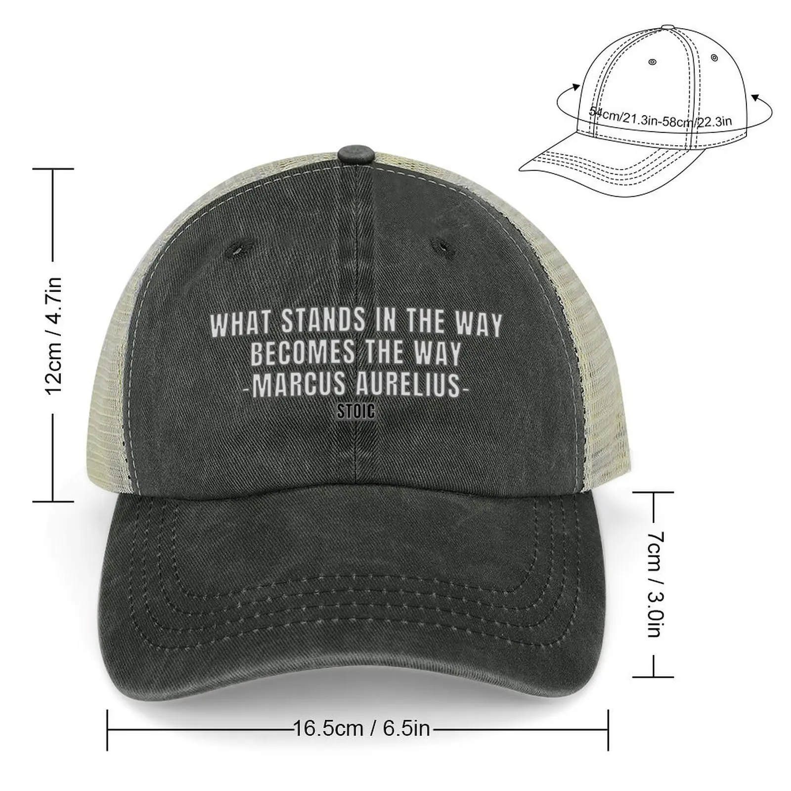 What Stands In The Way Becomes The Way Marcus Aurelius Cowboy Hat Sunscreen hiking hat Mens Caps Women's