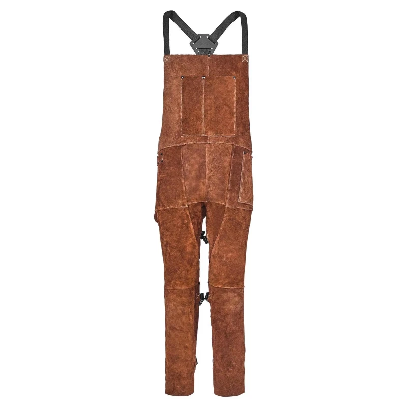 Heavy duty cowhide welded pants split-leg flame retardant safety apron unisex