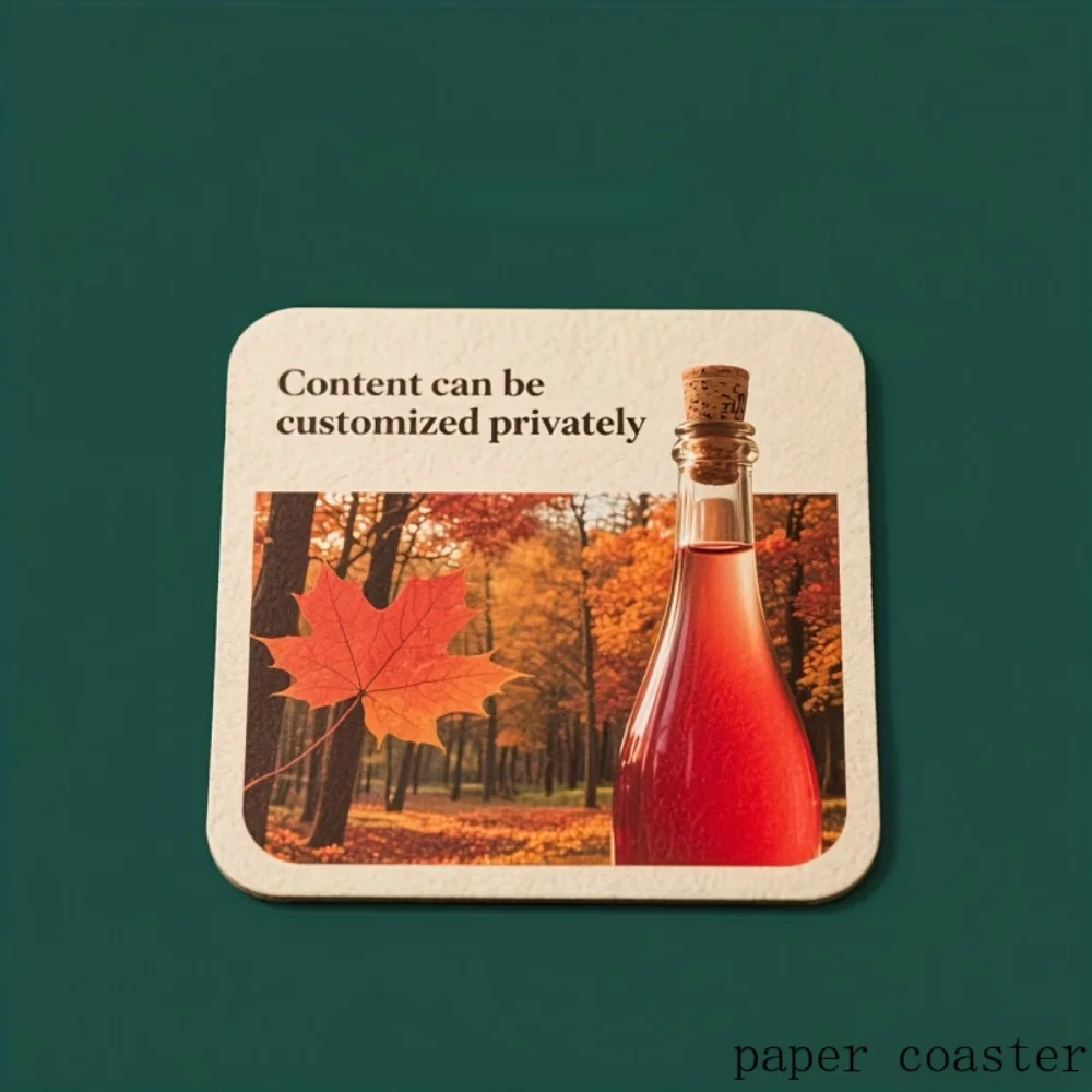 50/100Pcs Custom Photo Paper Square Coasters, Beer Mats, Stain-Resistant and Portable for Wedding, Home, Hotel,Party Decorations