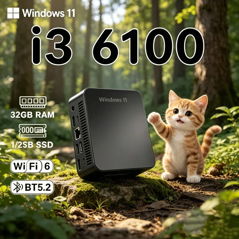 

Opalescent 2026 Dainty MINI PC Windows 11 Pro Core I3 6100 RAM 1TB SSD WIFI 6 BT5.2 4K HD Exalted Sedate Gaming Office