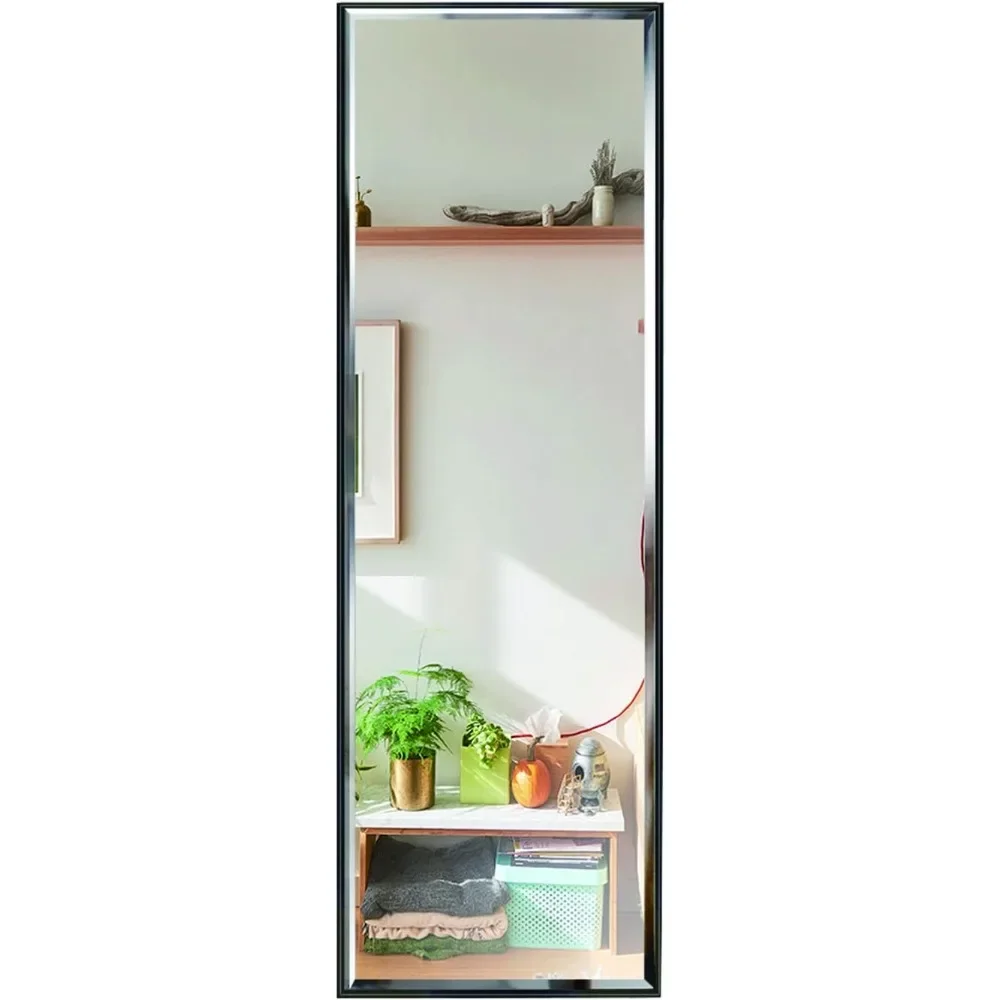 Espejo de longitud completa montado en la pared, espejo de puerta de cuerpo grande con marco Rectangular para dormitorio, baño y sala de estar, 14x48 pulgadas