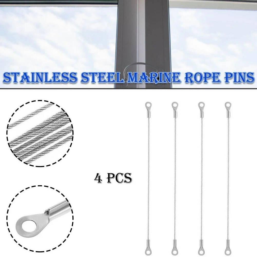 4pcs Stainless Steel Door Cabinet Restraint Braided Cable Hinge Limiter Rope Pins Swing Opening Angle Flexible Braided Limiter