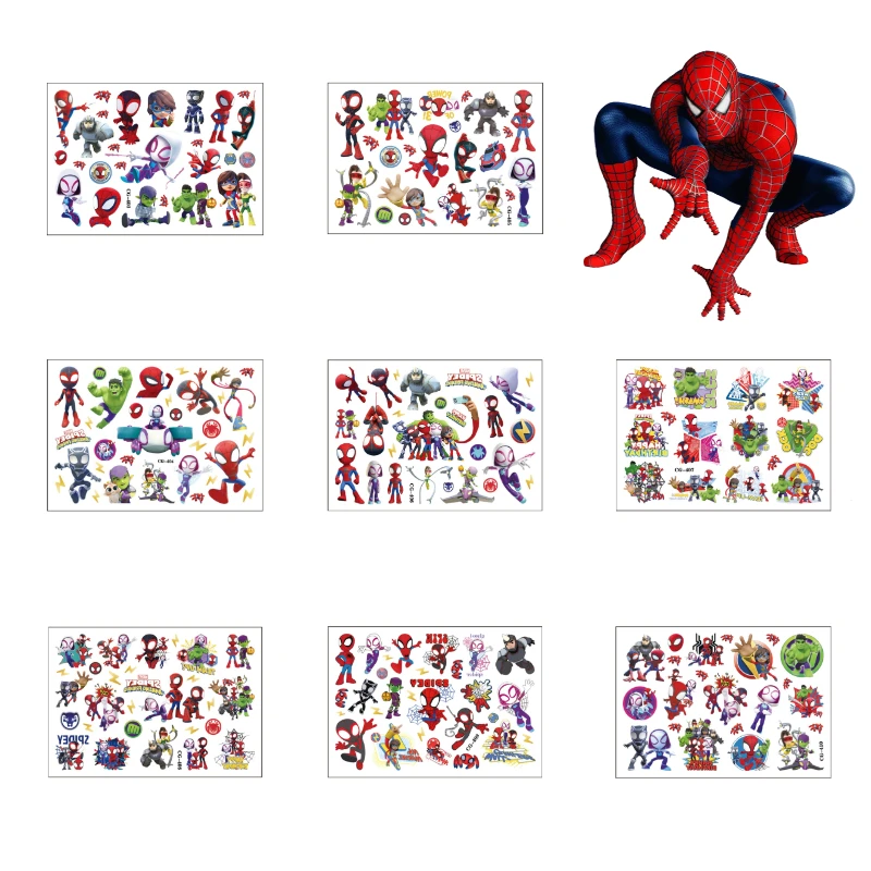 

Человек-паук и его удивительные друзья Q версия мультяшные временные татуировки-детские одноразовые татуировки-наклейки игрушки