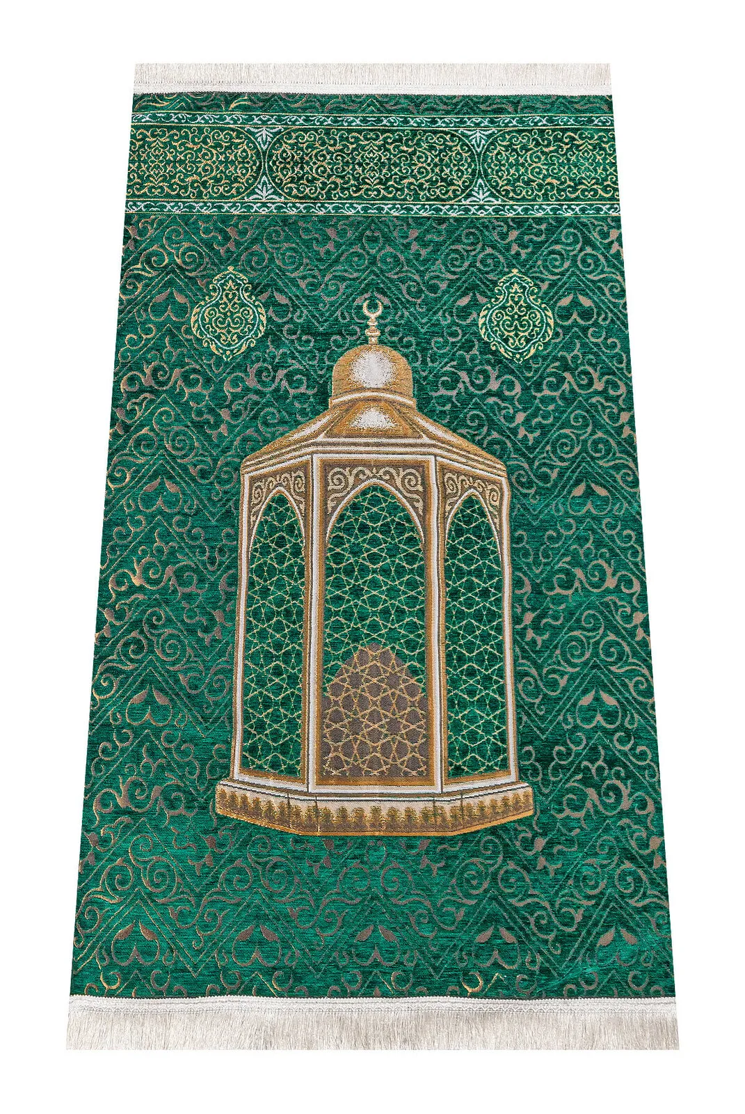 Authority Ibrahim Model Ultra Luxurious Green Chenille Prayer Rug 20 Sheet of Muslim Islamic Prayer Mat Holy Quraan Islamic Mats