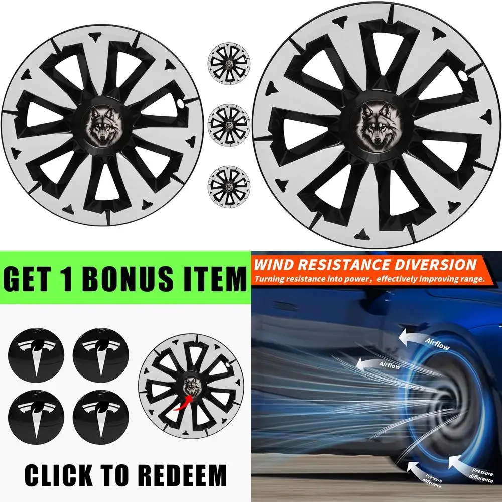 19 Inch Wheel Covers Fit for Tesla Model Y Hubcaps with Full Rim Protection, Sport ABS Wheel Covers Compatible with Tesla Model