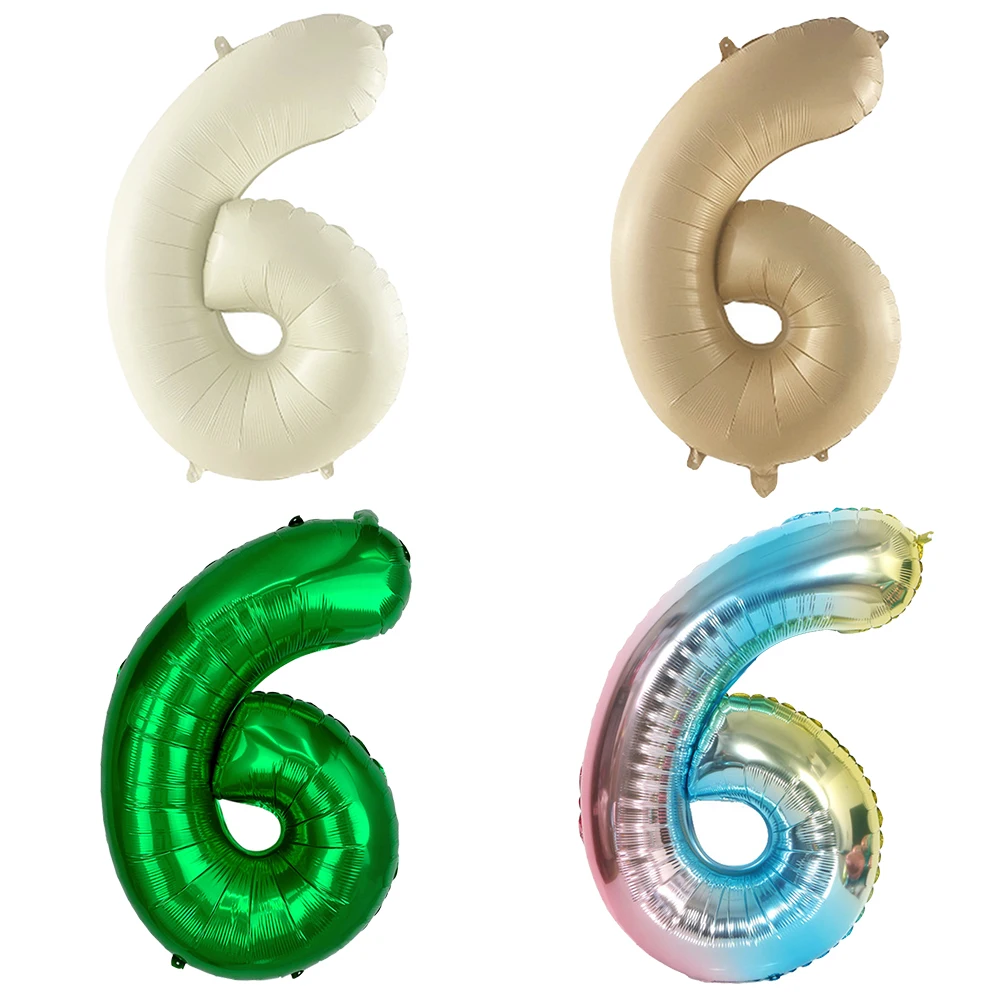 Ballon en aluminium numéro 6 caramel crème 0 1 2 3 4, ballons à hélium numériques arc-en-ciel vert foncé, décoration de fête d'anniversaire, réception-cadeau pour bébé
