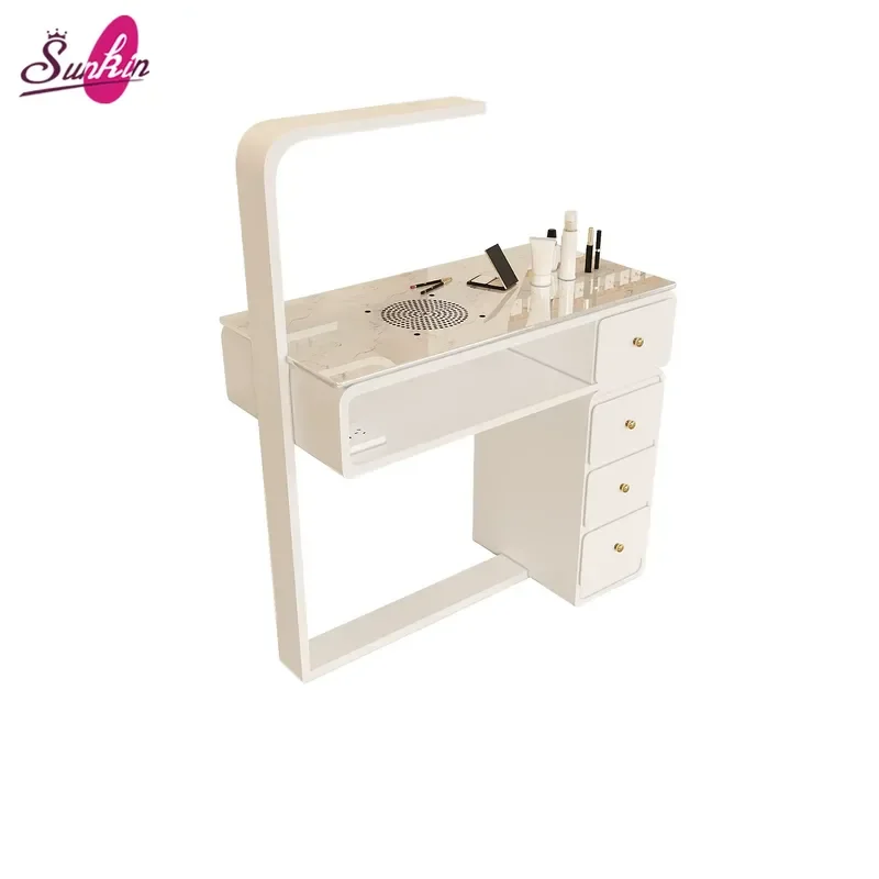 Modern Minimalist Marble Manicure Table 80cm Single Nail Desk With Built-in Vacuum Cleaner Beauty Salon Furniture