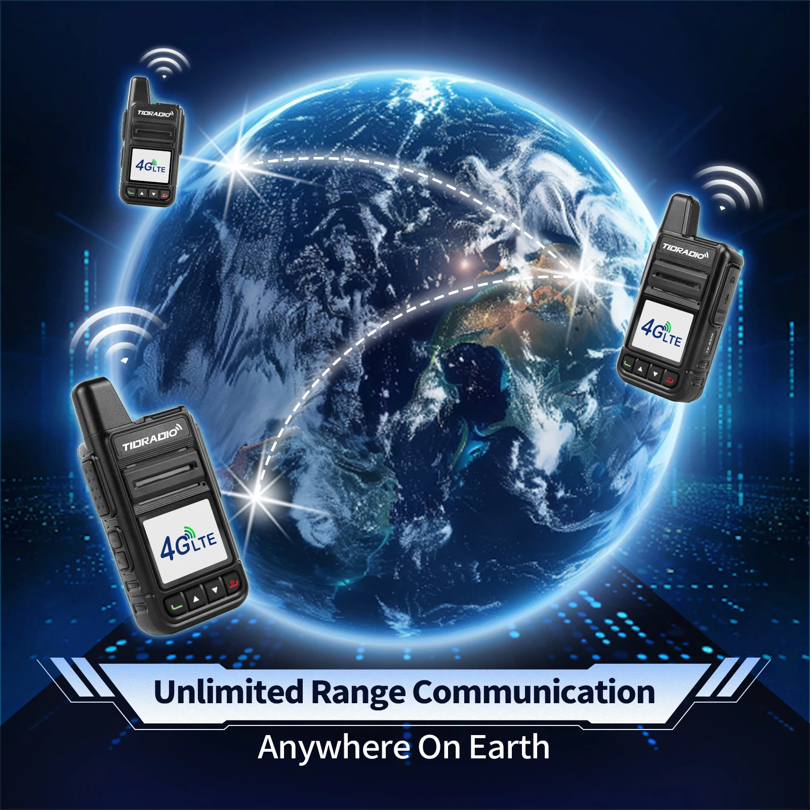 راديو TIDRADIO Global Walkie Talkie طويل المدى 4G 5000KM POC مع بطاقة Sim لمدة عام واحد للمشي والتخييم