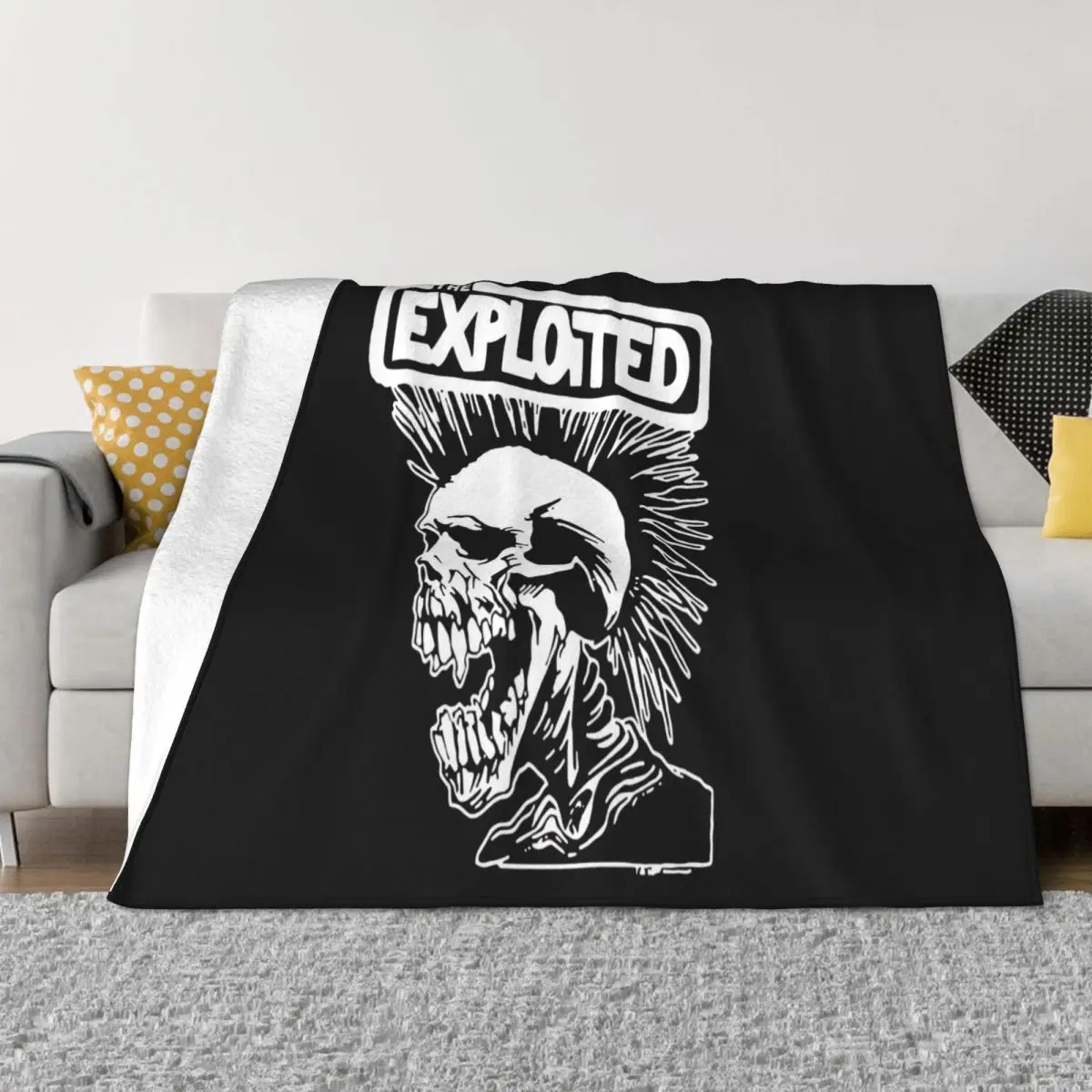 New Novelty Punk Style Skull Exploited Printed Mens T 2016 Summer Streetwear Hip Hop Throw Blanket