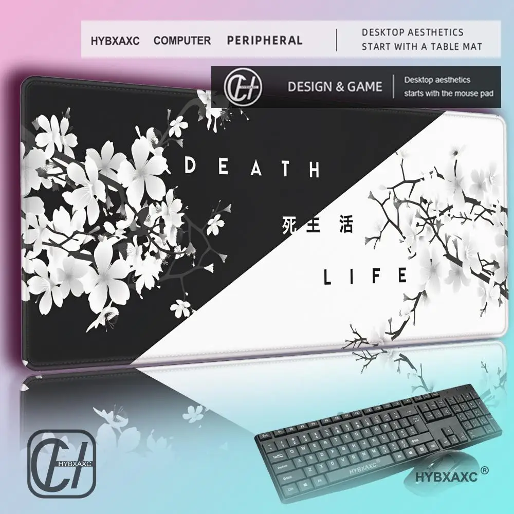 

HYBXAXC Black White Cherry Blossom Mousepad Custom Home Computer Keyboard Pad Desk Mat Laptop Soft Anti-slip TableMat Mousepad