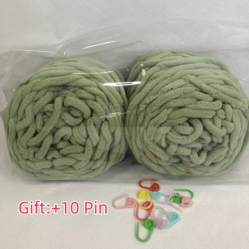 2 Stück 200 g Chenille-Strickgarn, weiche Eisstreifenlinie, Baumwollgarn, DIY-Wollgarn für handgefertigte Strickdecke, Schal, dicker Faden