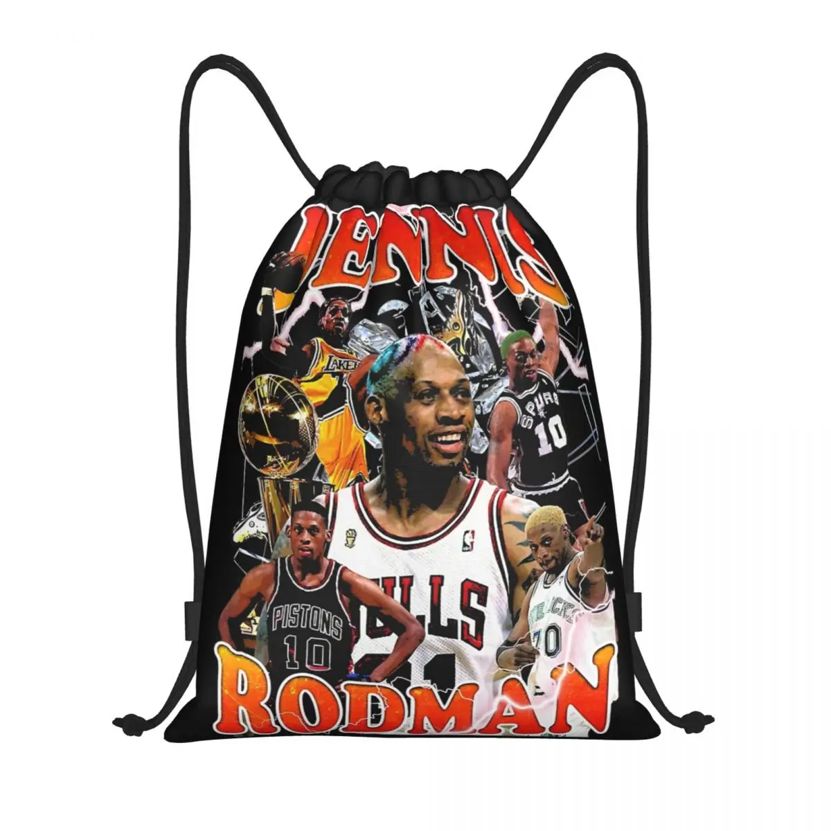 

Vintage Basketball Player Dennis Rodman Drawstring Backpack Gym Sports Sackpack String Bag for Cycling