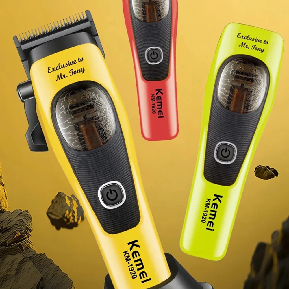 

Профессиональная машинка для стрижки волос Kemei 1920 для мужчин, 4500 мАч, беспроводная, с 2 модульными насадками, лезвие DLC