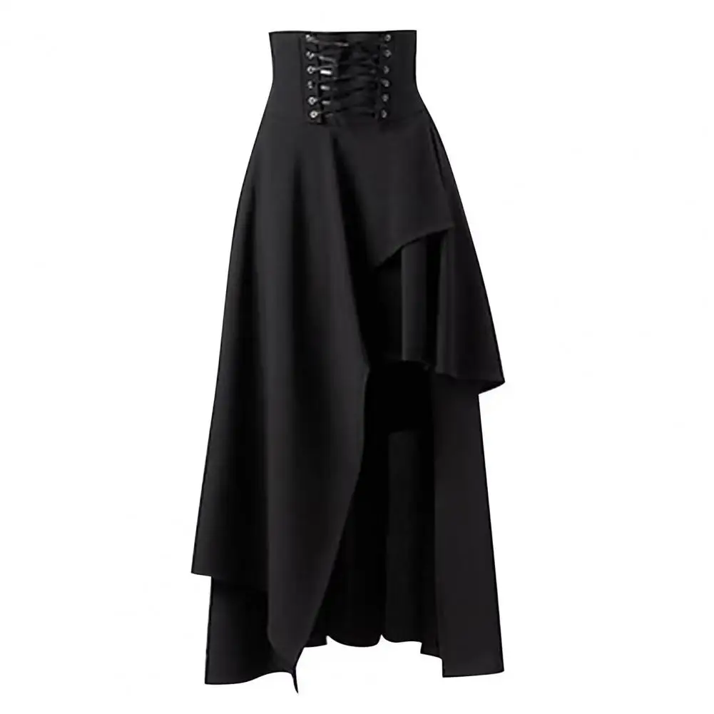 Women Medieval Skirt Soft Breathable Vintage Dress Up Hem Maxi Skirt Clothing Halloween Costume Cosplay Skirt