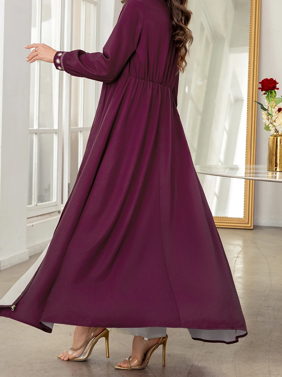 فستان قفطان نسائي عباية رداء كم طويل رقبة على شكل V طباعة جرافيك زمم فستان قفطان فضفاض