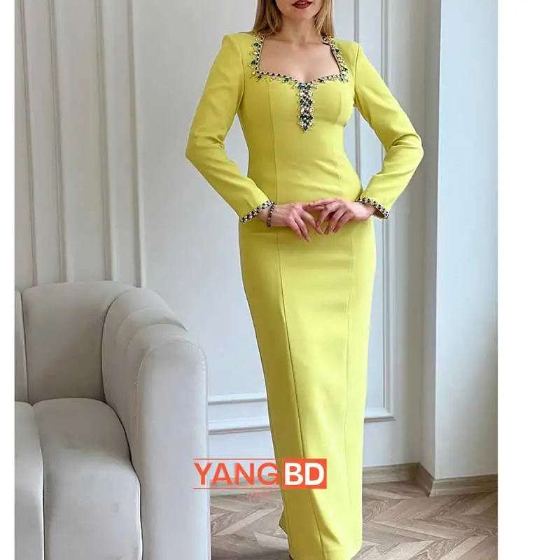 

YangBD Customized Birthday Evening Dress Ankle Length Full Sleevels Summer Elegant Wedding Party Gowns For Women Arab 2024