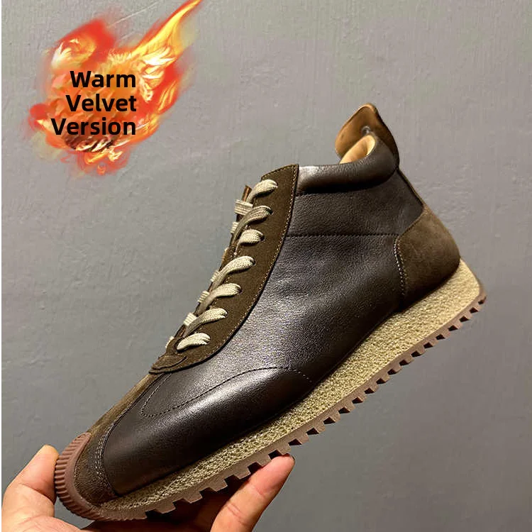 

Casual High-Top oes Soft Leather Fce Lined Lightweight Comfortable Retro Sle Faionable Fall Winter New Arrival