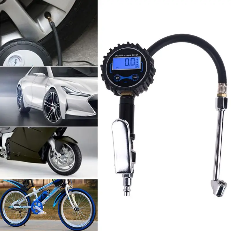 Digital Tire Inflator with Pressure Gauge 255PSI Digital Backlit LCD 1/4