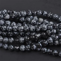 4/6/8/10 mm Natural Snowflake Obsidian Loose Beads  Gemstone Smooth Round for Jewelry Making