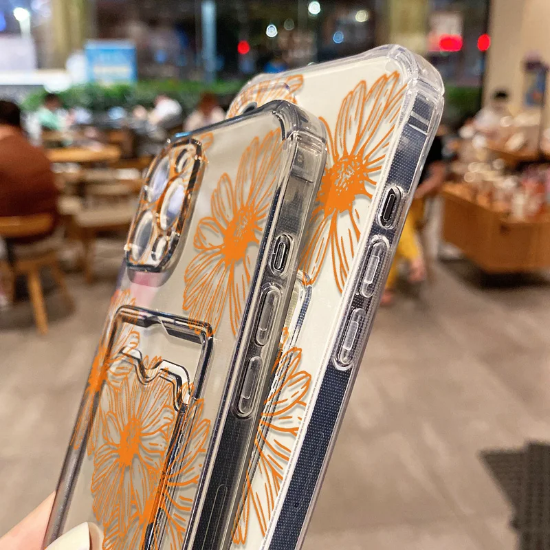 Daisy Floral Clear Case For Samsung Galaxy S25 S26 Ultra S24 FE S23 S22 Case A57 A37 A56 A55 A36 A26 A17 A07 Wallet Card Covers