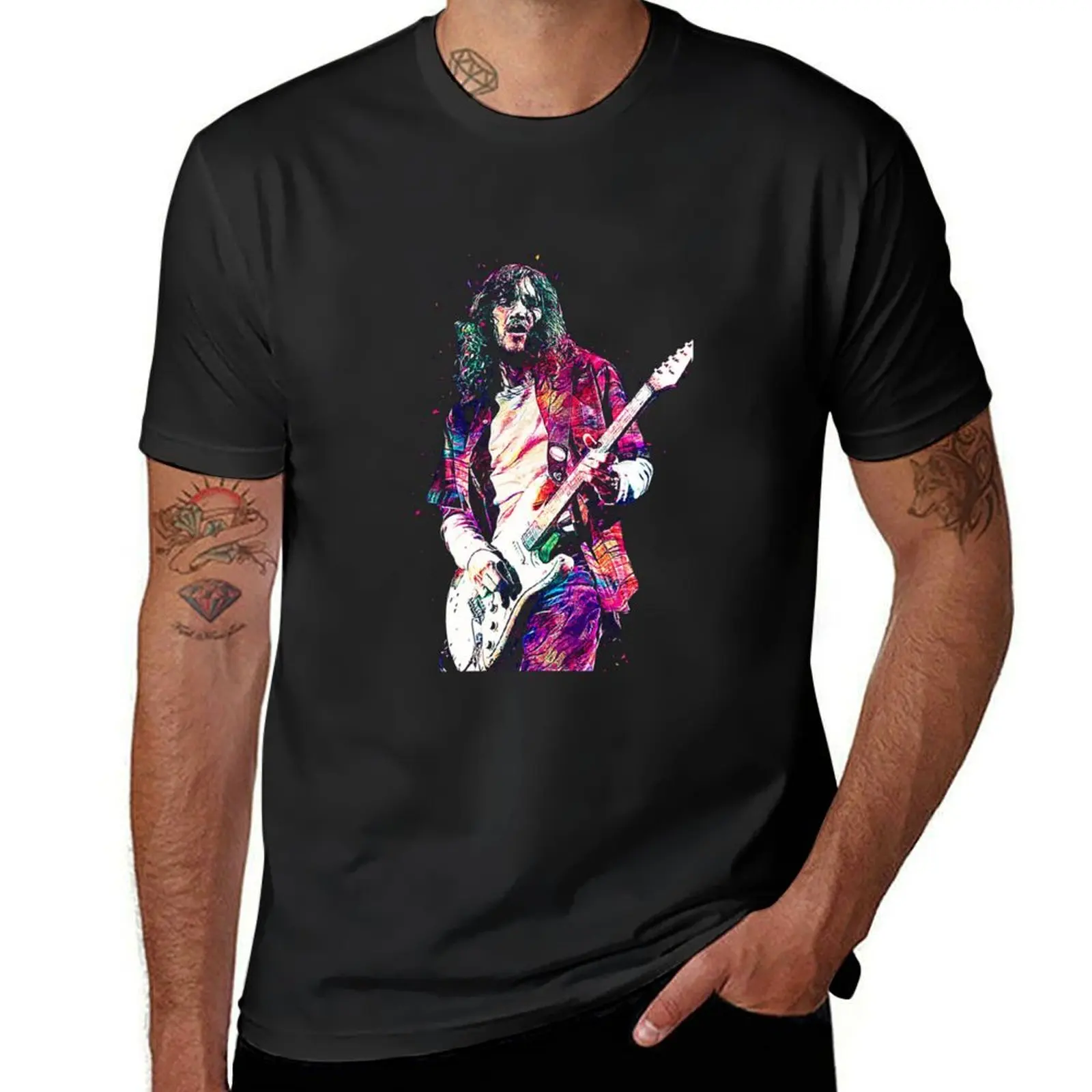 

John The Red Hot Guitar T-Shirt summer top korean fashion men t shirts