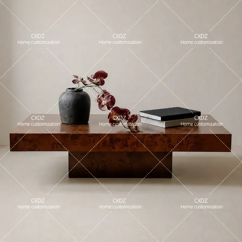 Medieval Style Solid Wood Coffee Table Modern Simple Light Luxury Living Room Furniture Small Apartment Household Advanced