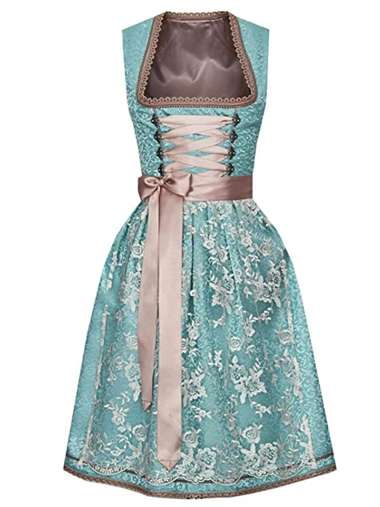 From the exclusive collection with lace apron Women's Mini Rustic Two Piece Dress Length 100 cm - Modern Bavarian Dresses