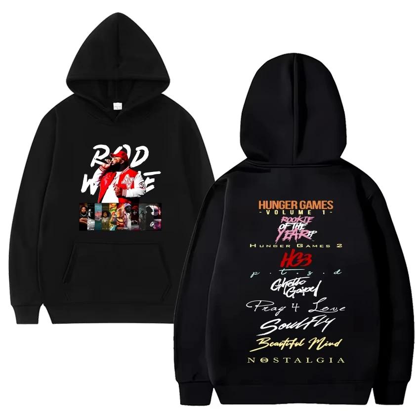 

Hot sale Rod Wave music Album Cover Double Sided Print Hoodie Men Women hip hop streetwear Unisex Fleece Long sleeve Sweatshirt
