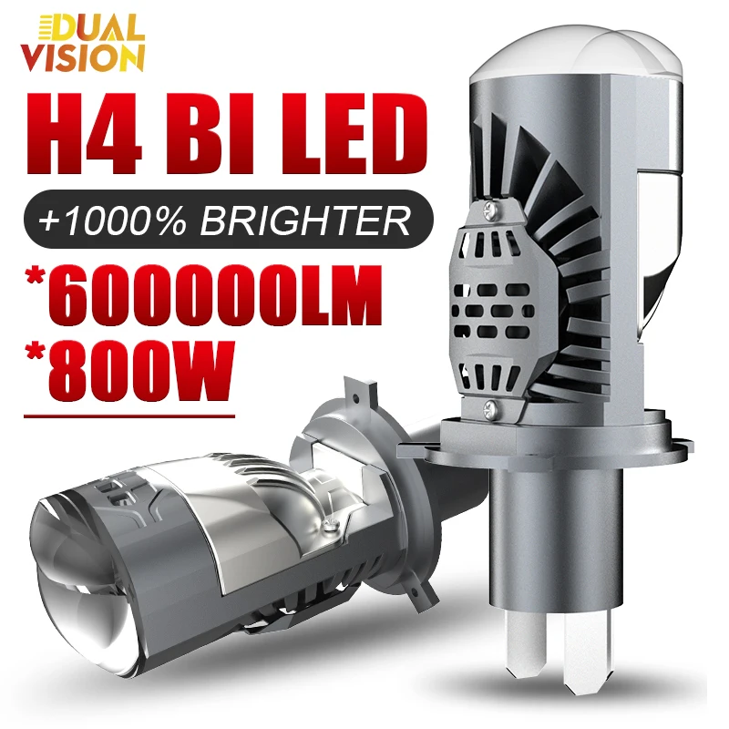 

H4 Bi светодиодная лампа для автомобильных фар CANBUS 800W 600000LM Лампа дальнего и ближнего света 6000K Автомотоцикл Двойной проектор Len Led Lamp 12V