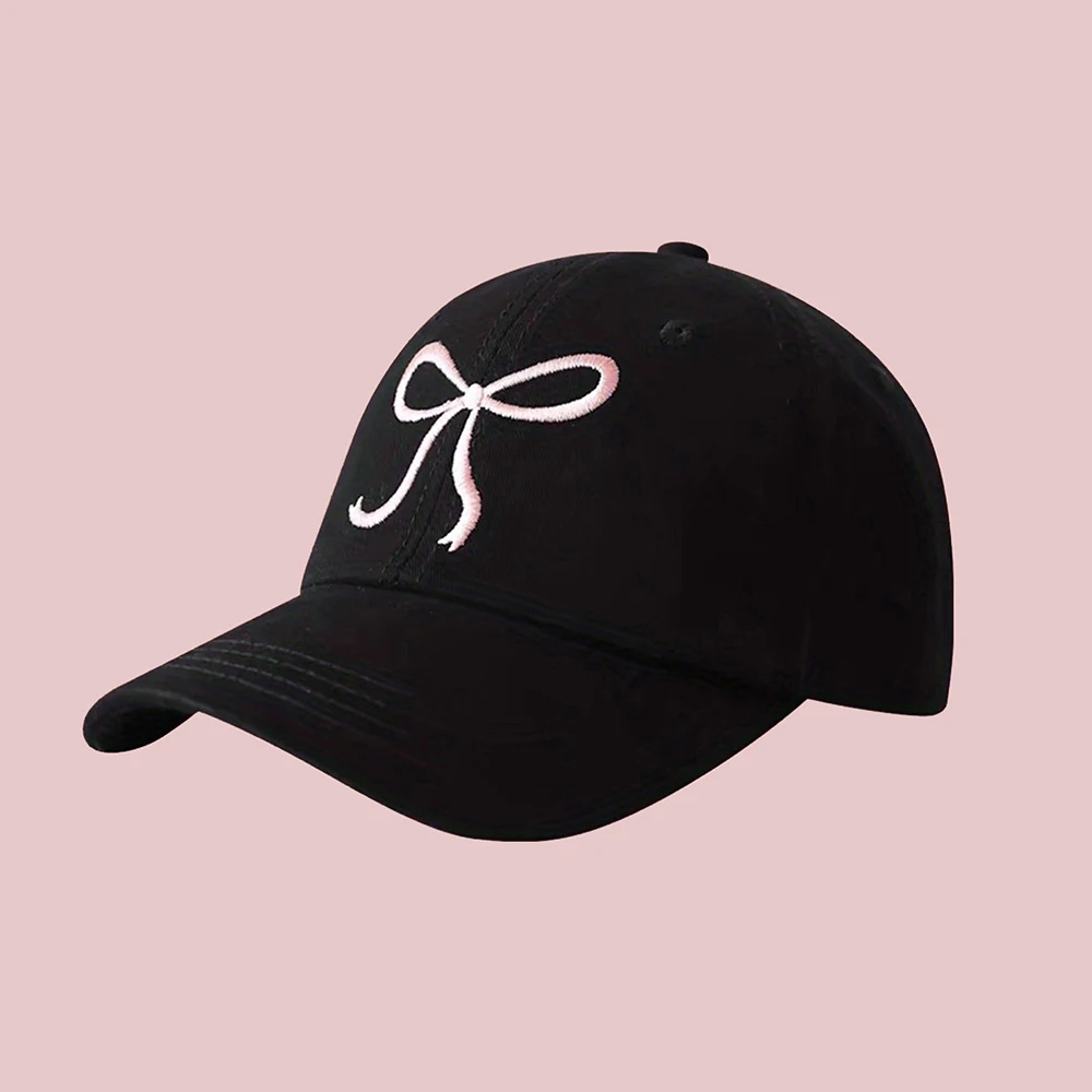 

Four Season Wearing Bow Embroidered Baseball Cap Small Fresh and Sweet Women's Duckbill Cap Outdoor Sports Sun Protection Cap