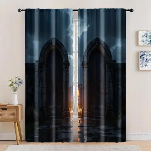 2개, 창 커튼 천국과 지옥의 계단 내구성이 뛰어난 100% 폴리에스테르 직물, 전기 없음 축제 벽 장식에 적합